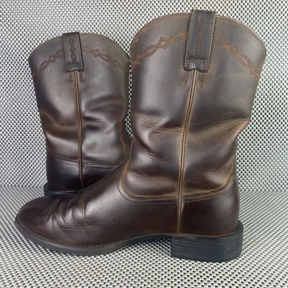 Ariat Heritage Roper Boots Mens 11 EE Brown Leather Western Pull on Cowboy